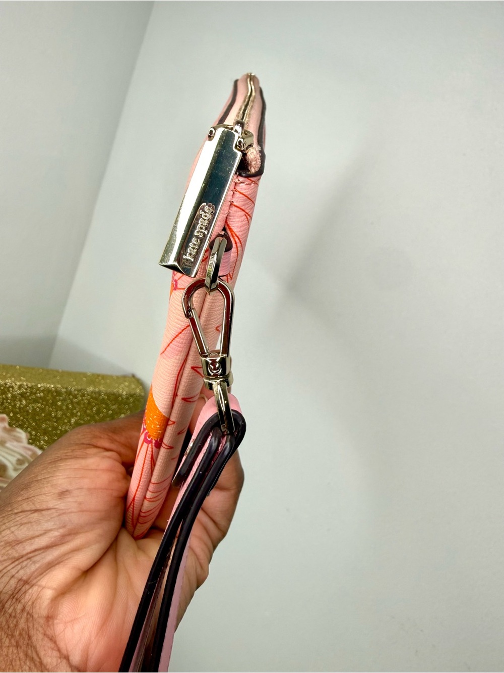 kate spade Pink Floral Wristlet Clutch with Orange Accents - Picture 6 of 8